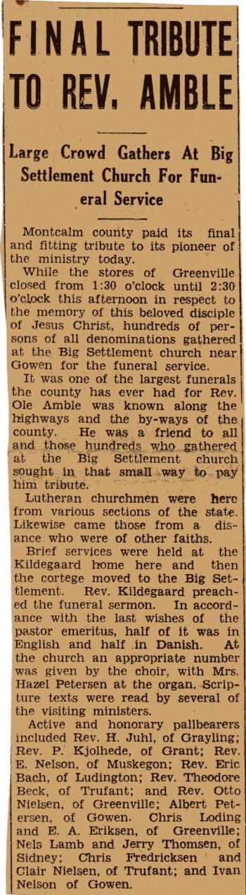 Rev. Ole Amble - Funeral