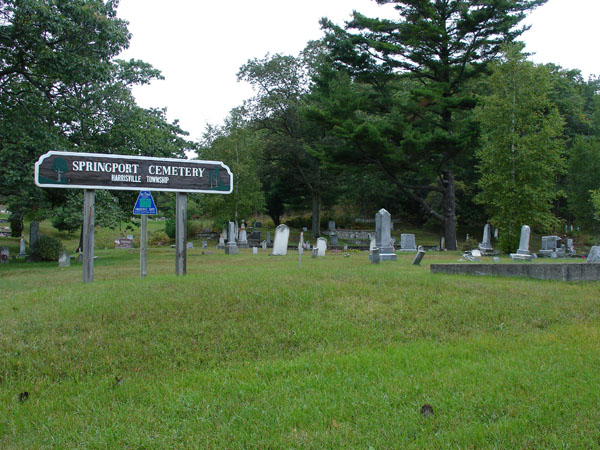 Springport Cemetery sign