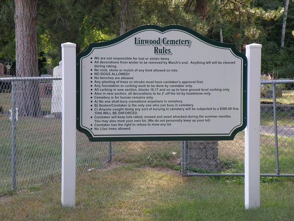 Linwood Cemetery Sign