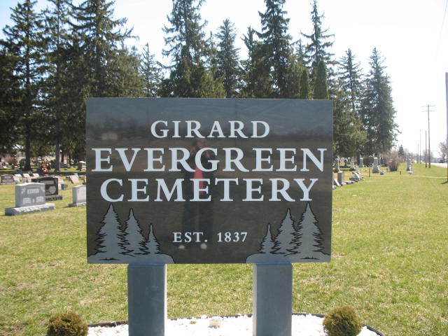 Girard Evergreen Cemetery Sign