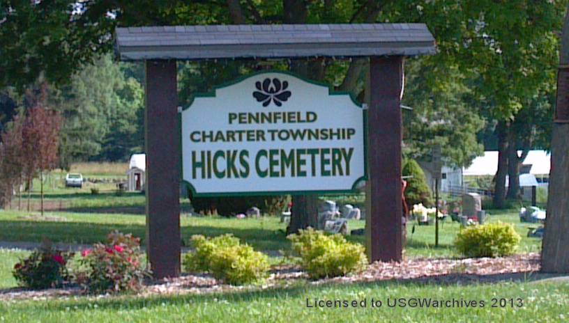Hicks'/West Pennfield Cemetery sign