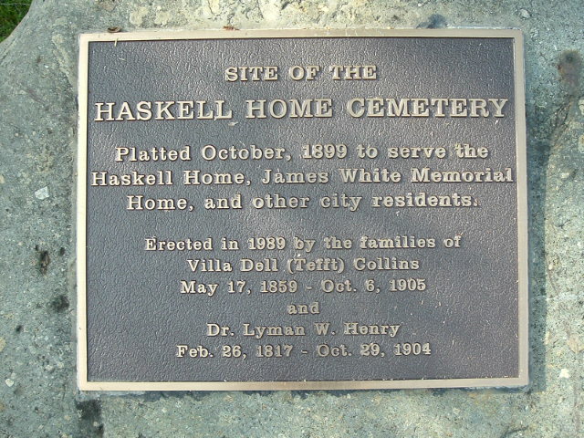 Haskell Home Cemetery Plaque Close Up