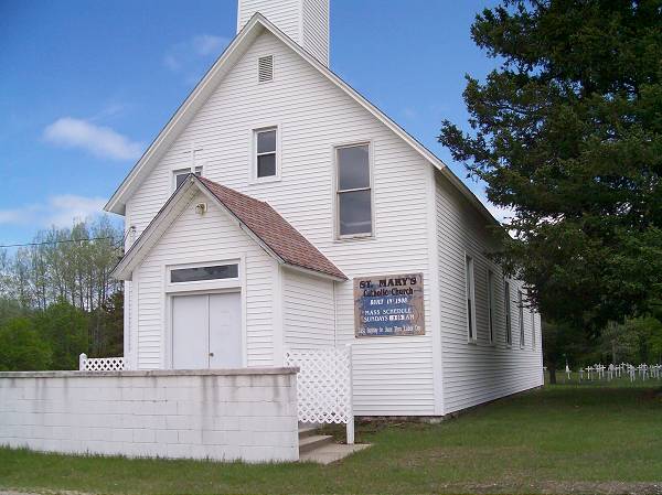 St. Mary's Catholic Cemetery - sign on church
