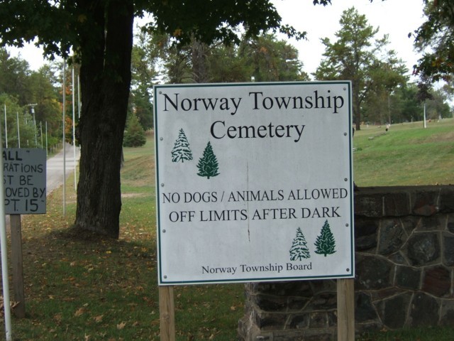 Norway Cemetery Sign