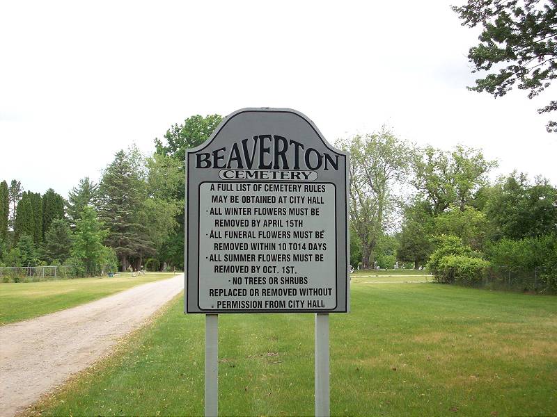 Beaverton Cemetery sign