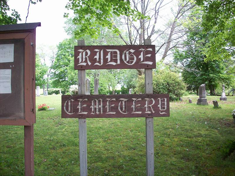 Ridge Cemetery sign