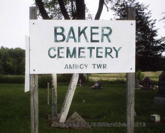 Baker Cemetery sign