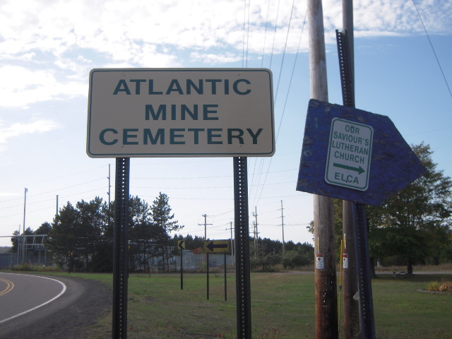 Atlantic Mine Cemetery Sign
