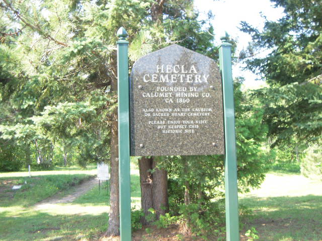 Hecla Cemetery sign