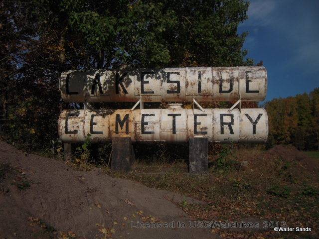 Lakeside Cemetery sign