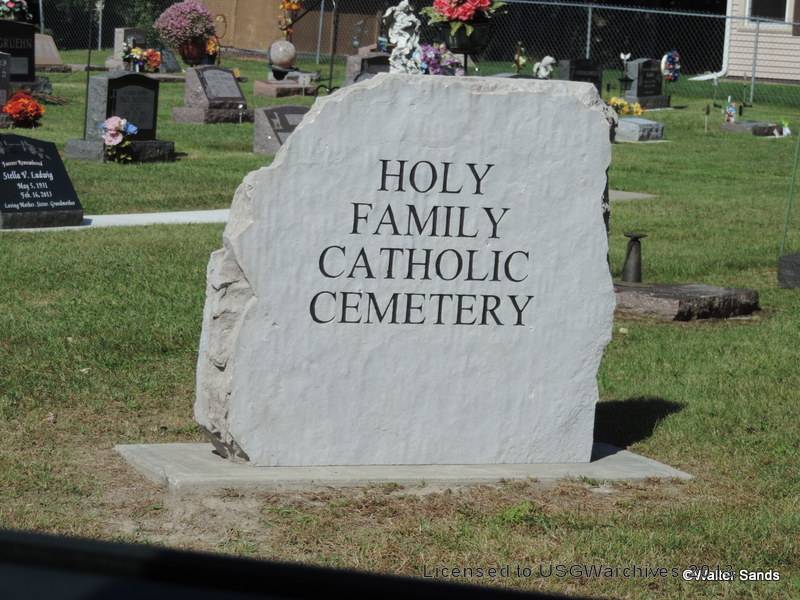 Holy Family Catholic Cemetery Sign