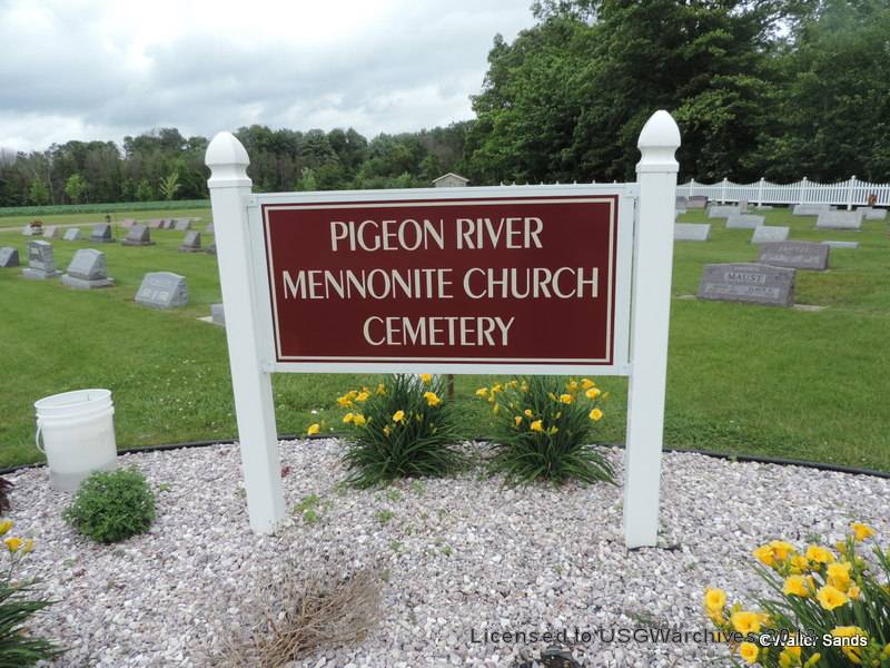 Pigeon River Mennonite Church Cemetery sign