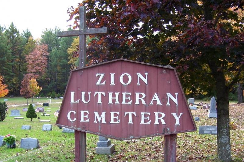 Zion Lutheran Cemetery sign