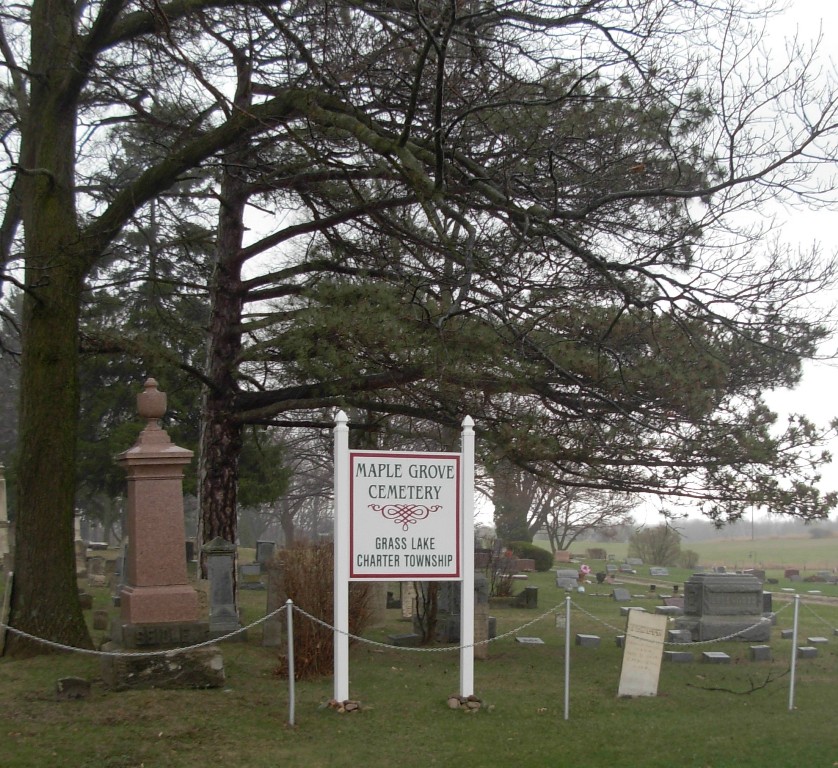 Maple Grove (West Grass Lake) Cemetery sign