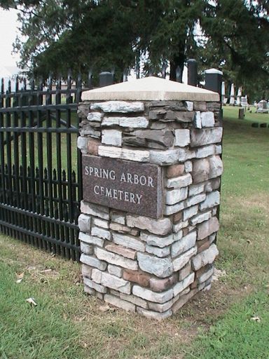 Spring Arbor Cemetery entrance sign