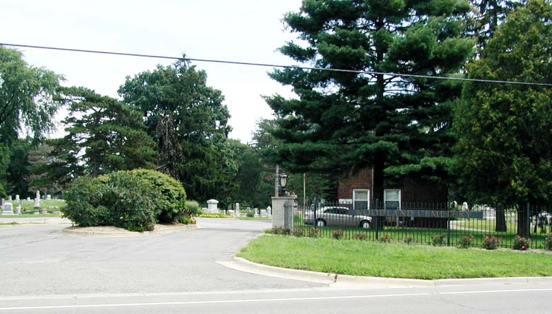 Woodland Cemetery Entrance Sign