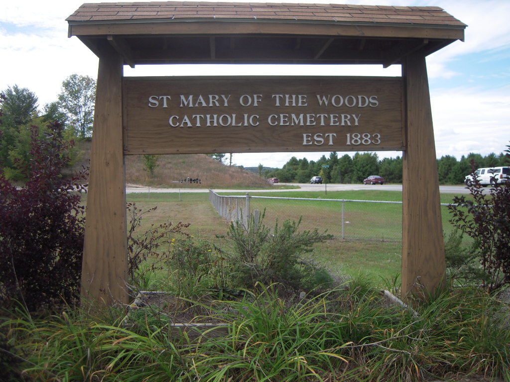 St. Mary of the Woods Catholic Cemetery sign