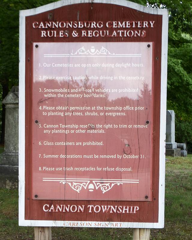 Cannonsburg Cemetery Rules