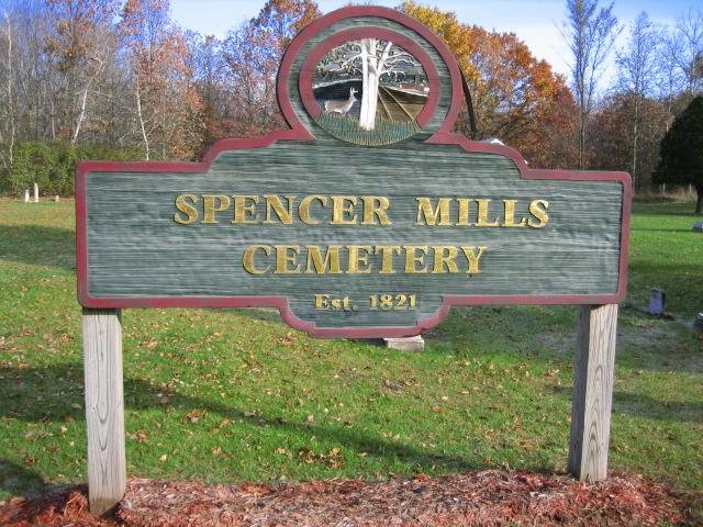 Spencer Mills Cemetery Sign