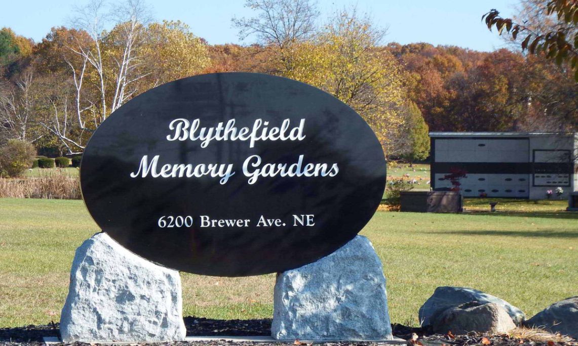 Blythfield Memory Gardens Cemetery Sign