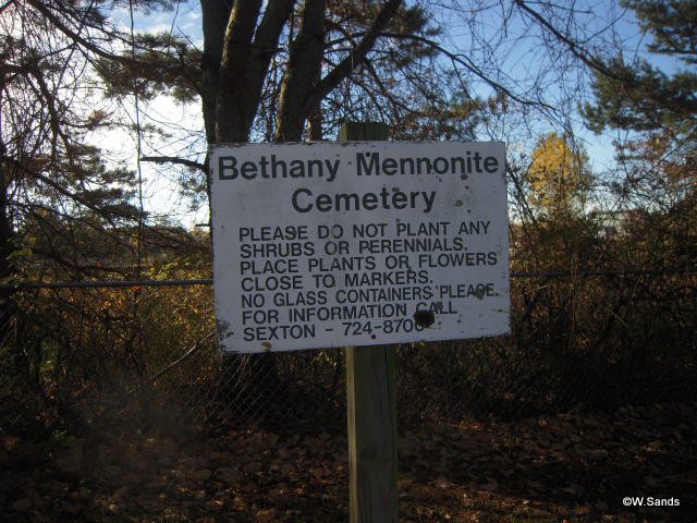 Bethany Mennonite Cemetery sign