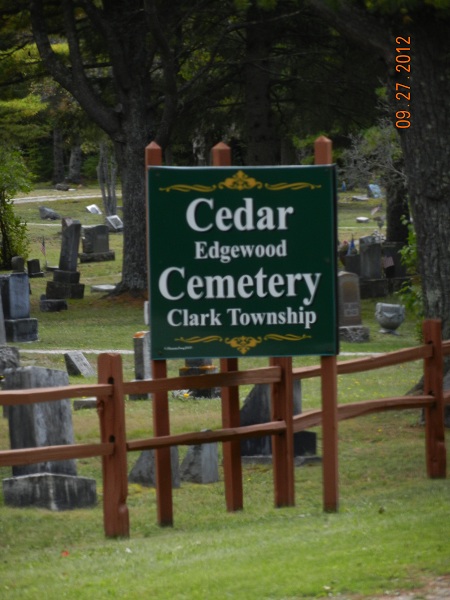 Cedar Edgewood Cemetery Sign