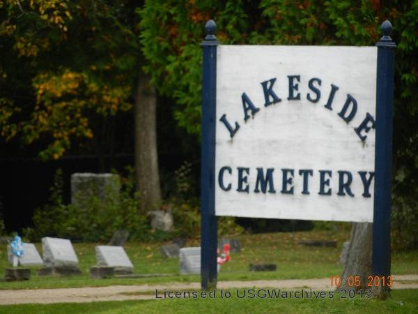 Lakeside Cemetery sign