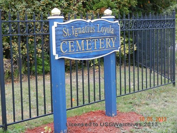 St. Ignatius Loyola Cemetery sign