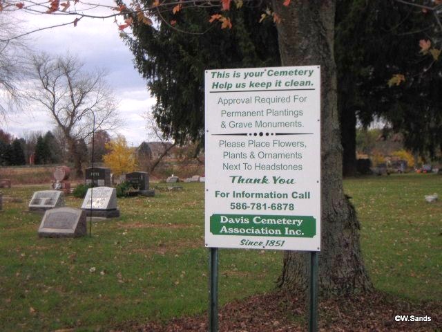 Davis Cemetery sign