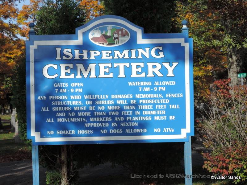 Ishpeming Cemetery Sign