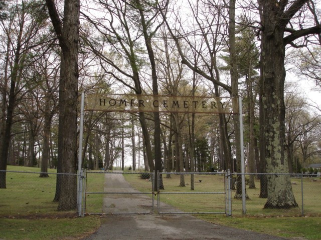 Homer Cemetery sign