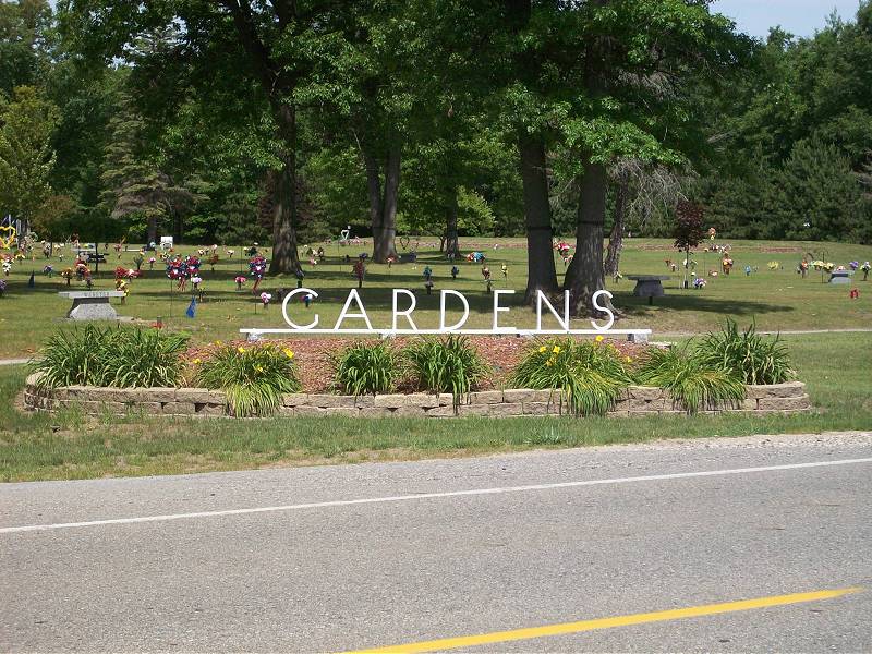 Memorial Gardens Cemetery sign