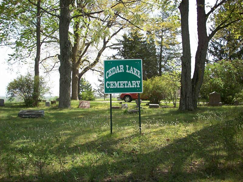 Cedar Lake Cemetery Entrance Sign