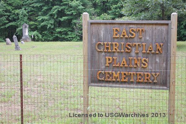 East Christian Plains Cemetery sign