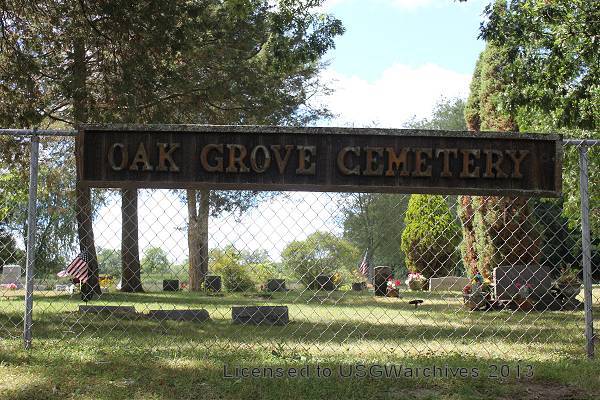 Oak Grove Cemetery sign