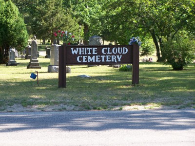 White Cloud Cemetery sign
