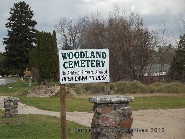 Woodland Cemetery Sign