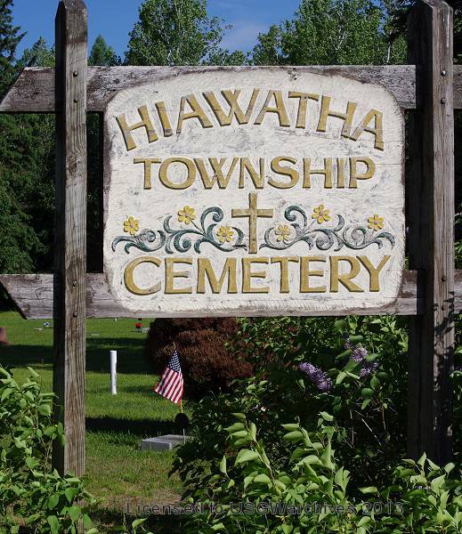 Hiawatha Township Cemetery Entrance sign