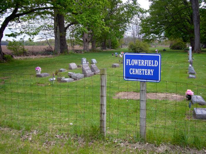Flowerfield Cemetery sign
