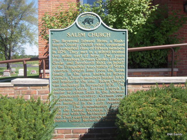 Rowes Corners Cemetery church sign