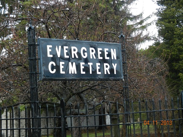 Evergreen Cemetery sign