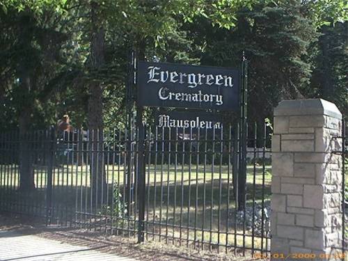 Evergreen Cemetery Crematory/Mausoleum sign
