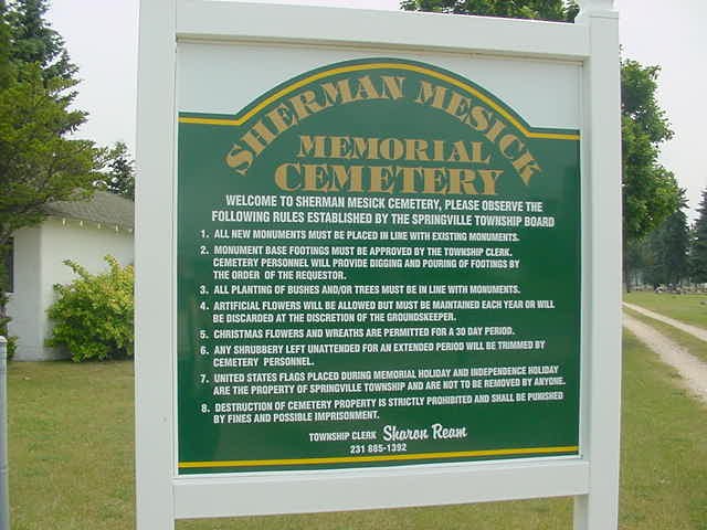 Sherman-Mesick Cemetery Sign