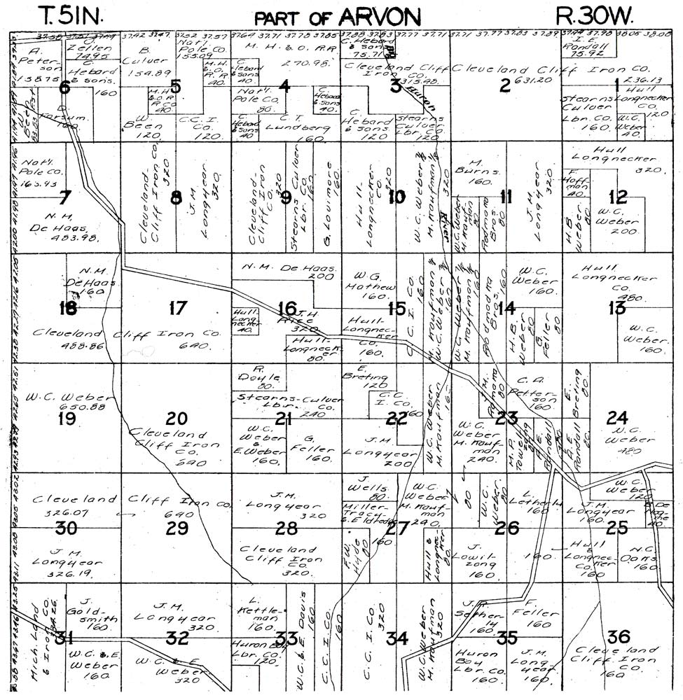 Part of Arvon Township T51N R30W