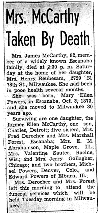 Mary Ellen Powers Obituary