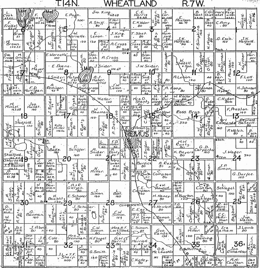 Mecosta County Plat Map 1918 Wheatland Township, Mecosta County, Michigan Plat Map