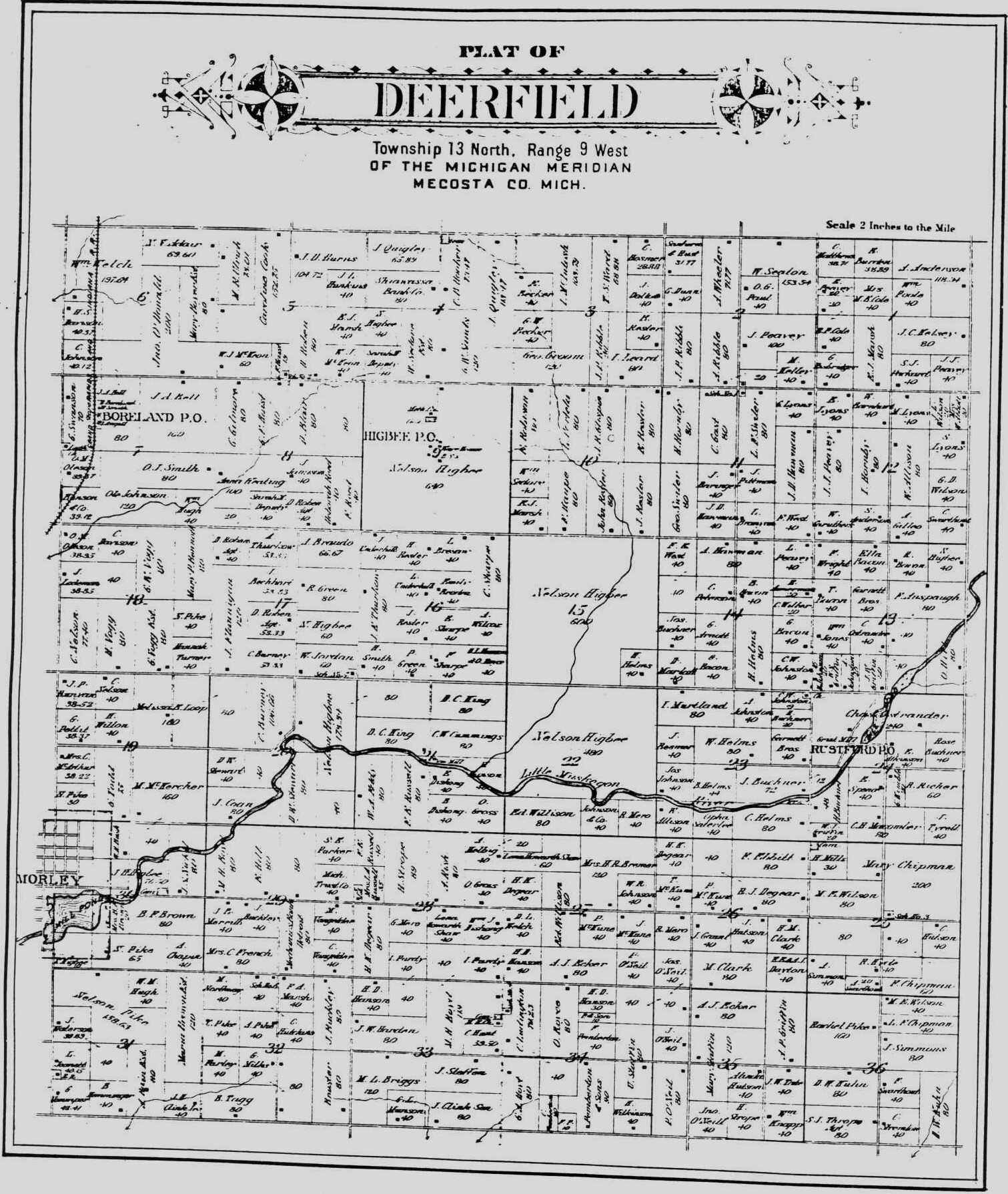Deerfield Township Mecosta County Michigan Plat Map