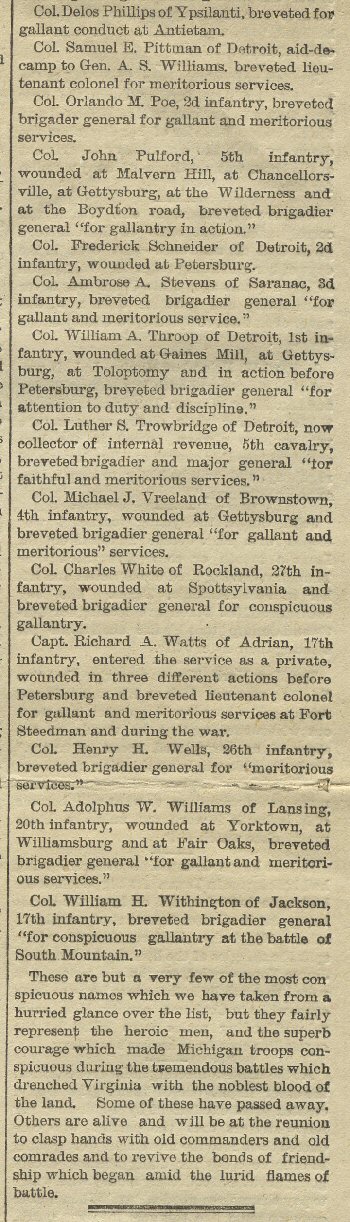 Civil War - Detroit Tribune - 1882