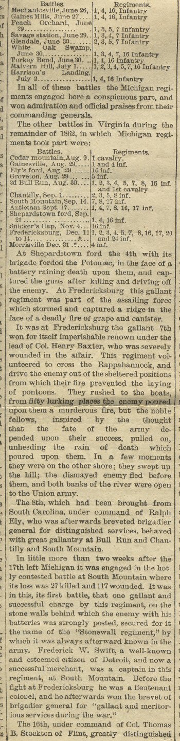 Civil War - Detroit Tribune - 1882