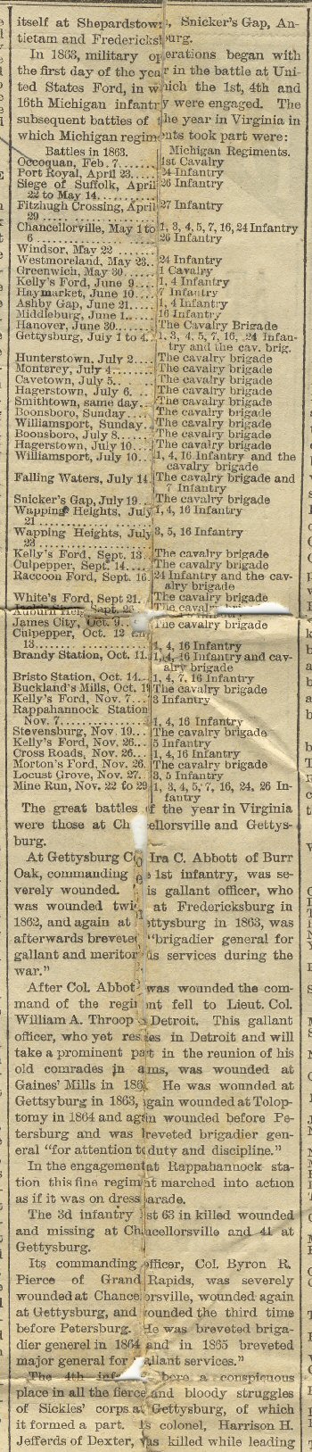 Civil War - Detroit Tribune - 1882